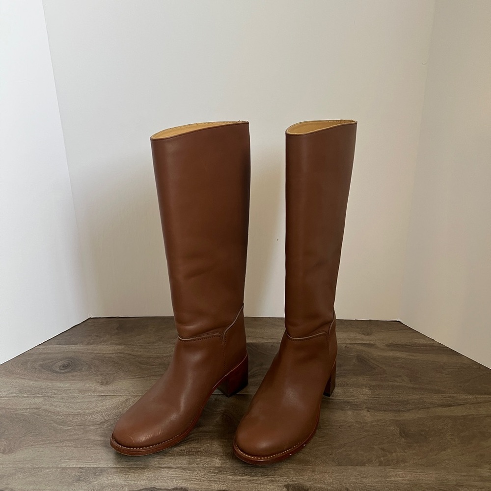 A.P.C. Tall Brown Leather Over-the-Knee Boots APC LONG BOOTS
